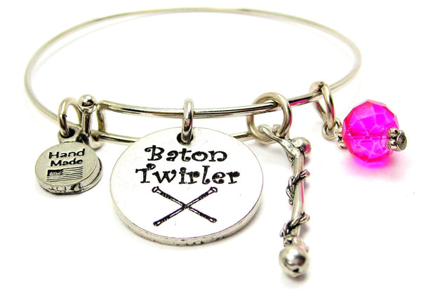 Baton Twirler With Baton Expandable Bangle Bracelet