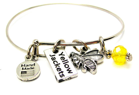 Yellow Jacket With Yellow Jackets Tab Expandable Bangle Bracelet