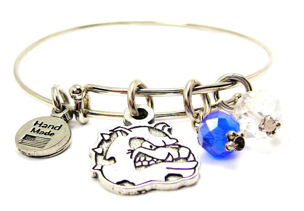 Bulldog Mascot Expandable Bangle Bracelet