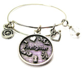 I Love My Firefighter With Symbols Bangle Bracelet