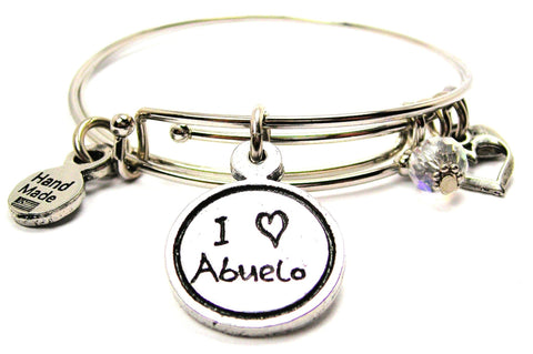 I Love Abuelo Child Handwriting Expandable Bangle Bracelet