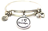 I Love Grandpa Child Handwriting Expandable Bangle Bracelet