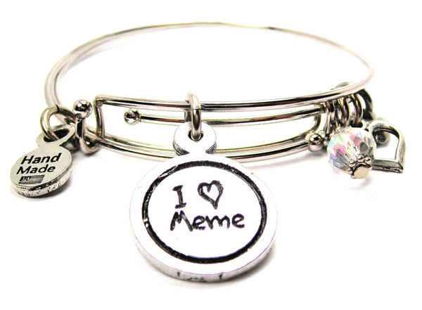 I Love Meme Child Handwriting Expandable Bangle Bracelet