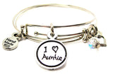 I Love Auntie Child Handwriting Expandable Bangle Bracelet