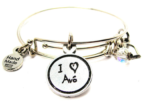 I Love Avó Grandmother Child Handwriting Expandable Bangle Bracelet