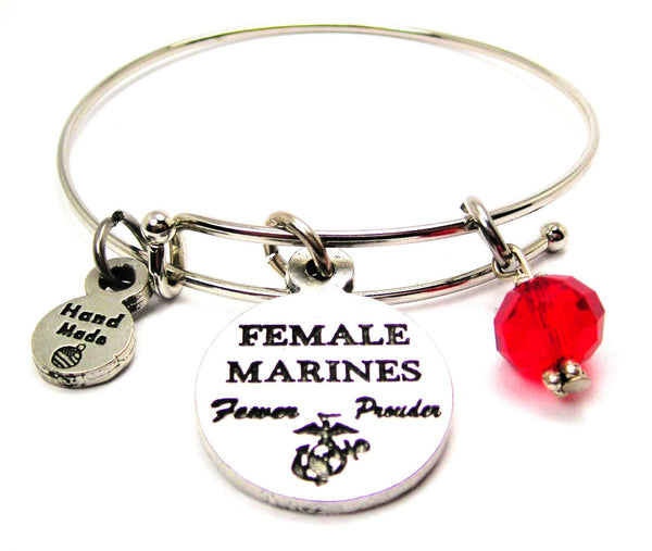 Female Marines Fewer Prouder Expandable Bangle Bracelet