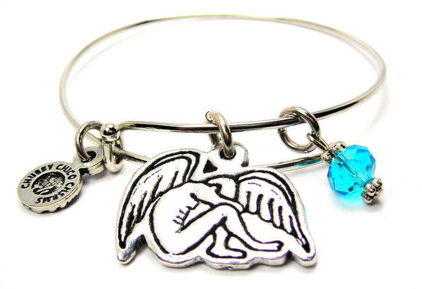 Weeping Male Angel Bangle Bracelet