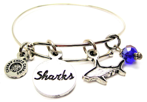 Shark With Sharks Circle Expandable Bangle Bracelet