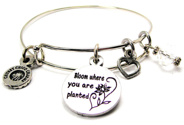 Bloom Where You Are Planted Bangle Bracelet