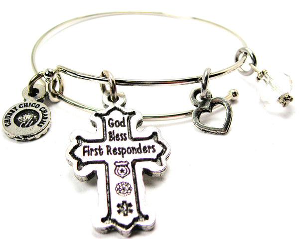 God Bless First Responders Bangle Bracelet