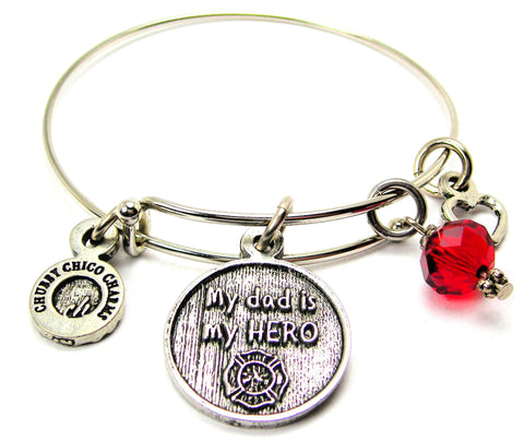 My Dad Is My Hero - Firefighter Symbol Bangle Bracelet