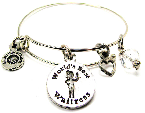 World Best Waitress Bangle Bracelet