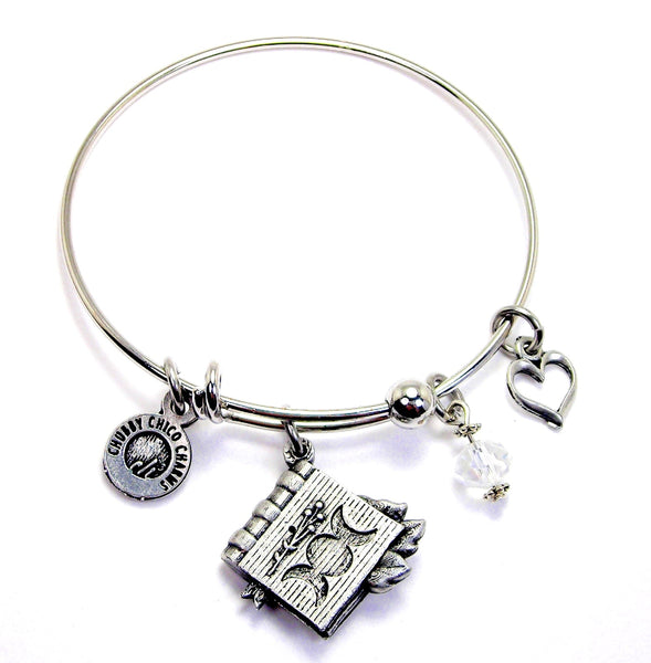 Triple Moon Goddess Book Expandable Bangle Bracelet