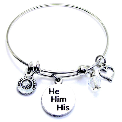 He Him His Expandable Bangle Bracelet