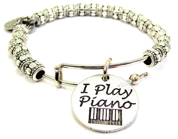 I Play Piano Metal Beaded Bracelet