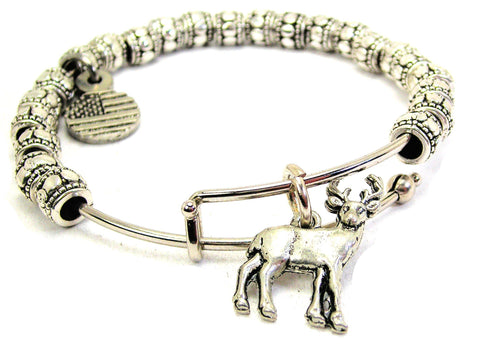 Adorable Deer Buck Metal Beaded Bracelet