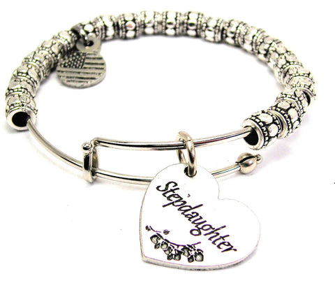 Stepdaughter Heart Metal Beaded Bracelet