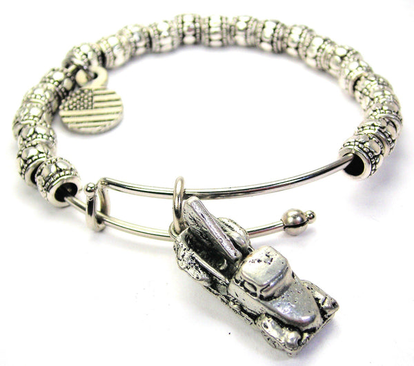 Tow Truck Metal Beaded Bracelet