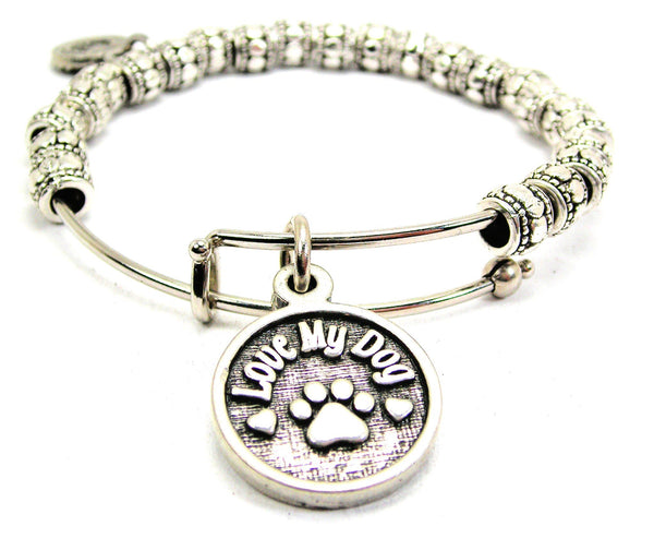 Love My Dog Metal Beaded Bracelet