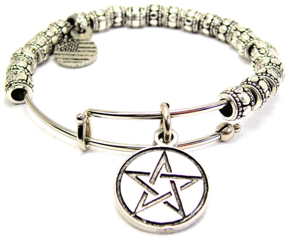 Pentacle Metal Beaded Bracelet