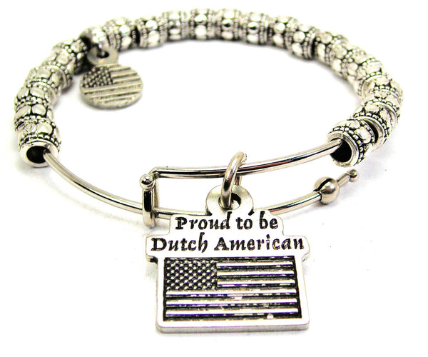 Proud To Be Dutch American Metal Beaded Bracelet