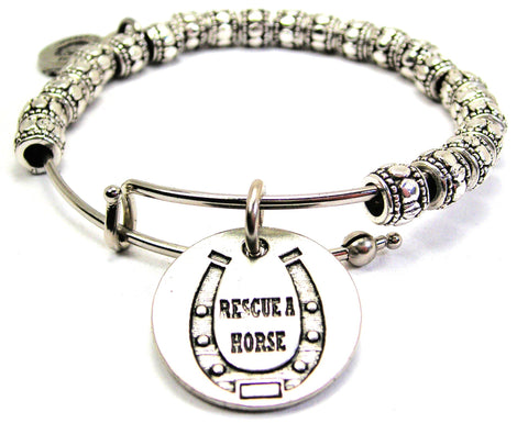 Rescue A Horse Metal Beaded Bracelet