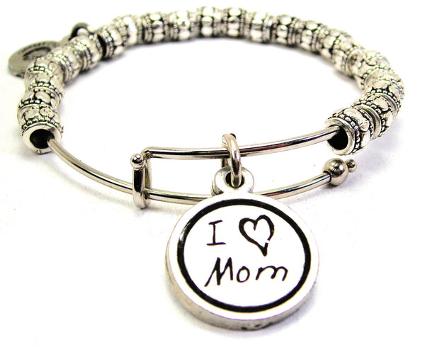 I Love Mom Metal Beaded Bracelet