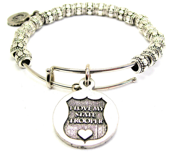 I Love My State Trooper Metal Beaded Bracelet