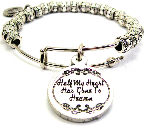 Half My Heart Has Gone To Heaven Metal Beaded Bracelet