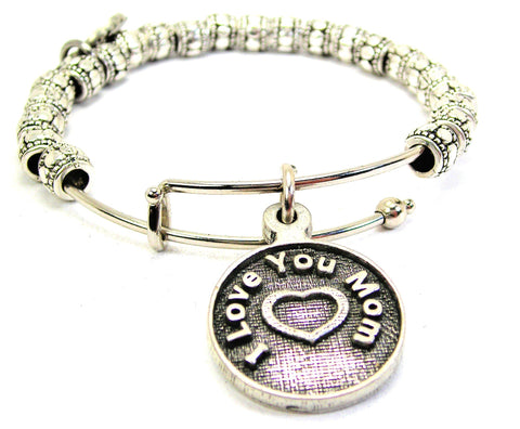 I Love You Mom Metal Beaded Bracelet