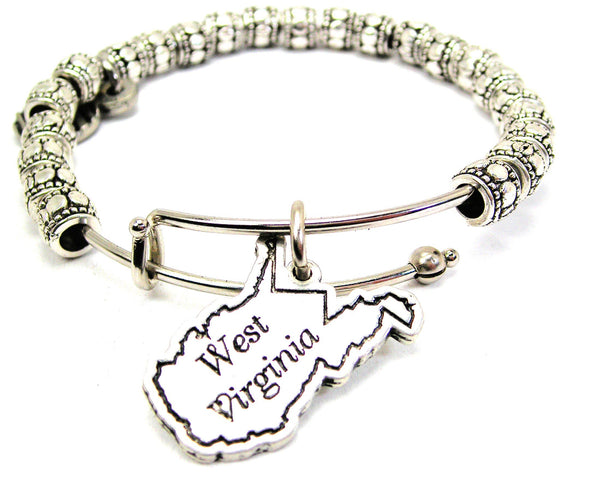 West Virginia Metal Beaded Bracelet