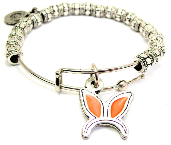 Hand Painted Bunny Ears Headband Orange Metal Beaded Bracelet