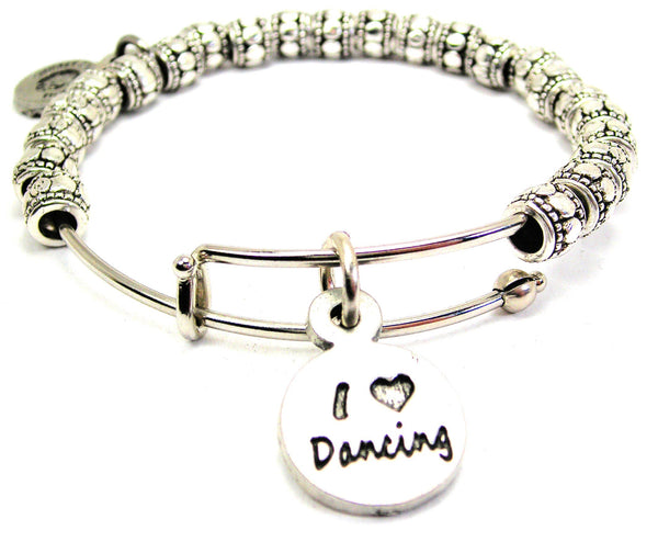 I Love Dancing Metal Beaded Bracelet