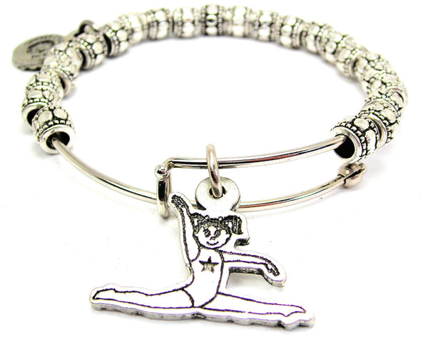 Little Gymnastics Girl Metal Beaded Bracelet