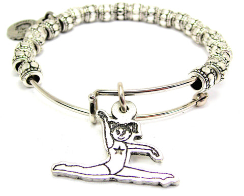 Little Gymnastics Girl Metal Beaded Bracelet