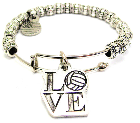 Love With Volley Ball Metal Beaded Bracelet