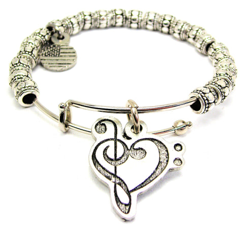 Bass Clef Treble Clef Heart Metal Beaded Bracelet