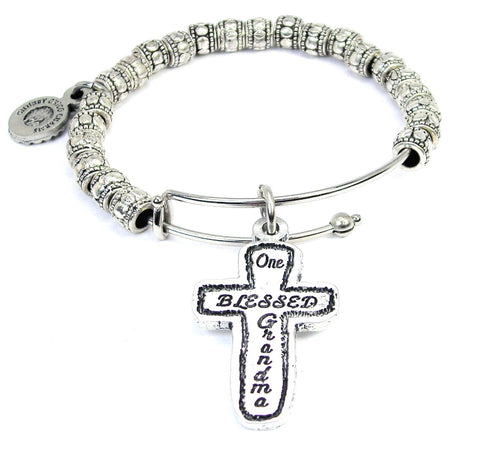 One Blessed Grandma Metal Beaded Bracelet