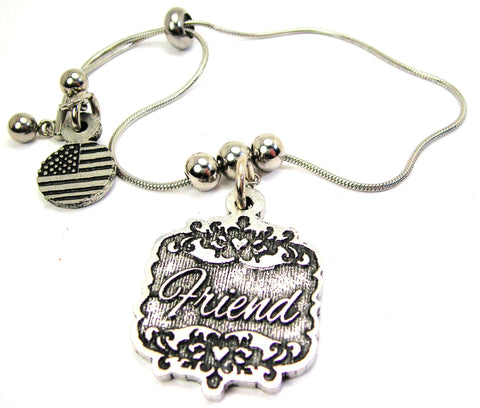 Friend Victorian Scroll Slide Chain Bracelet