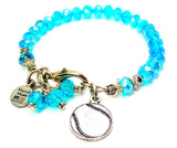 Engraved Baseball Softball Splash of Color Crystal Bracelet