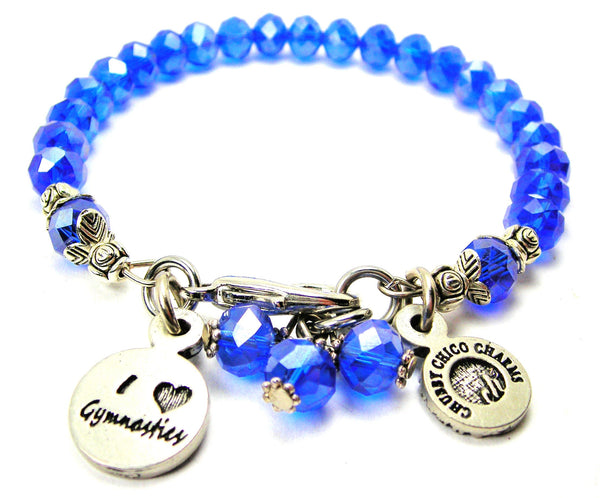 I Love Gymnastics Splash Of Color Crystal Bracelet