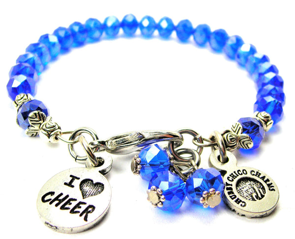 I Love Cheer Splash Of Color Crystal Bracelet