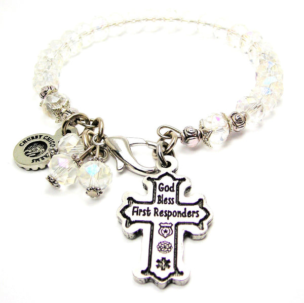 God Bless First Responders Splash Of Color Crystal Bracelet