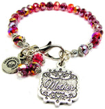 Mother Victorian Scroll Splash Of Color Crystal Bracelet