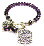 Mother Victorian Scroll Splash Of Color Crystal Bracelet