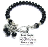 Less People More Cats Splash Of Color Crystal Bracelet