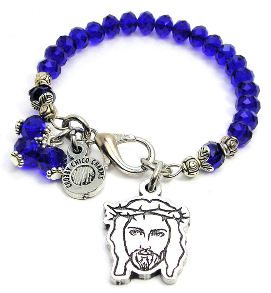 Jesus Silhouette With Crown Of Thorns Splash Of Color Crystal Bracelet