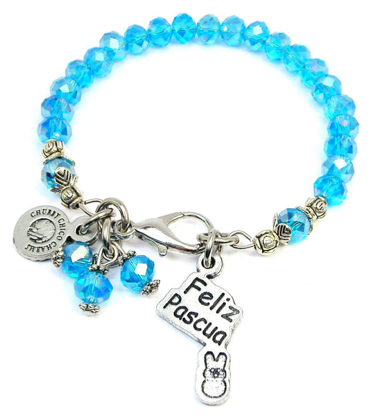 Feliz Pascua With Little Marshmallow Bunny Splash Of Color Crystal Bracelet