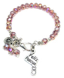 Feliz Pascua With Little Marshmallow Bunny Splash Of Color Crystal Bracelet