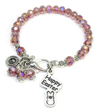 Happy Easter With Little Marshmallow Bunny Splash Of Color Crystal Bracelet